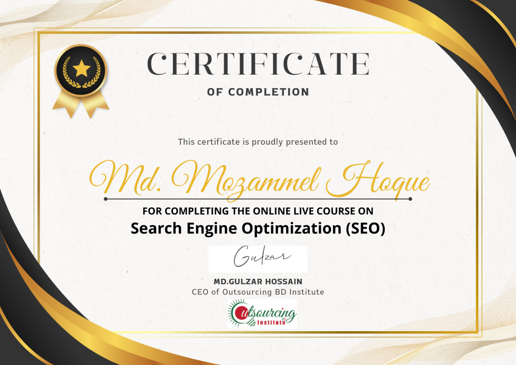 Expert SEO Certificate of Mozammel Hoque