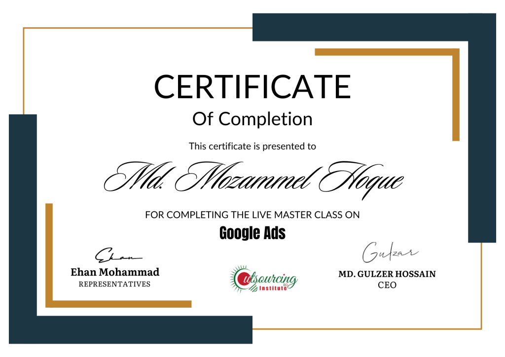 Google Ads Certificate of Md Mozammel Hoque